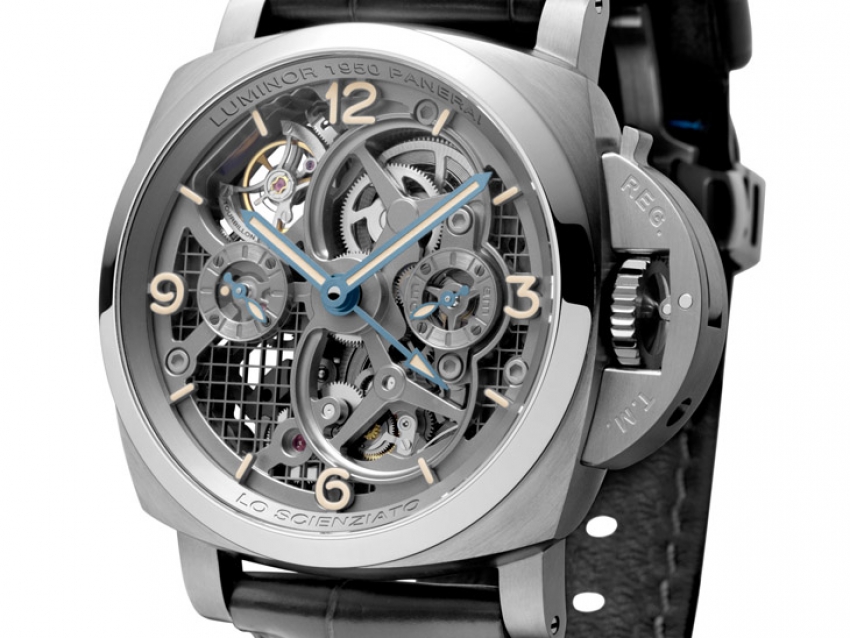 SIHH 2016: la genialidad del Panerai Lo Scienziato  Luminor 1950 Tourbillon GMT Titanio